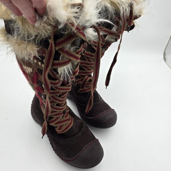 The Mukluks Knit Faux Fur Winter Boots Brown Size 6 Outdoor Snowproof - Picture 3 of 9